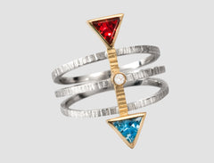 AR1 - Athena Gold and silver ring with natural stones and diamond