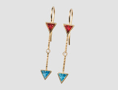 AE2 - Athena Gold earring with diamond and natural stones