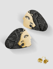 DE6 - Diana Gold and silver earrings with black ruthenium plating