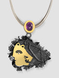 DP5 - Diana Gold, silver and black ruthenium plating pendant with diamond and amethyst - Ars Signum 