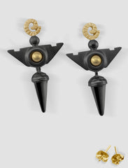 VE3 - Venus Gold and silver earrings with black ruthenium plating