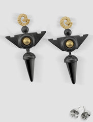 VE3 - Venus Gold and silver earrings with black ruthenium plating