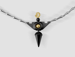VP6 - Venus Gold and silver pendant with black ruthenium plating and cone shaped necklace